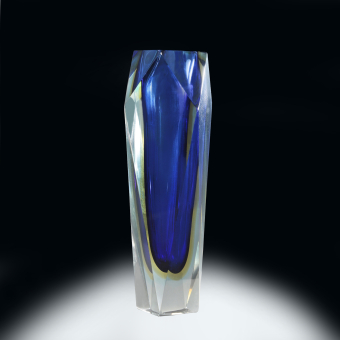 Синяя ваза геометрической формы, Италия, 1960-1970-е гг, A. Mandruzzato