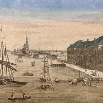 Гравюра с видом на Адмиралтейство и Академию наук, Франция, 1780 г.