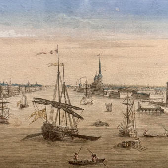 Гравюра с видом на Адмиралтейство и Академию наук, Франция, 1780 г.