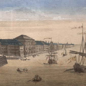 Гравюра с видом на Адмиралтейство и Академию наук, Франция, 1780 г.