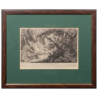 Гравюра «Охота на рысь с капканом», Германия, XVIII век