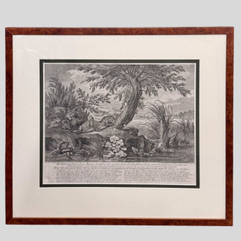 Гравюра «Охота на бобров», Германия, XVIII век