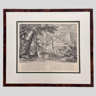 Гравюра «Косули и олени», Германия, XVIII век