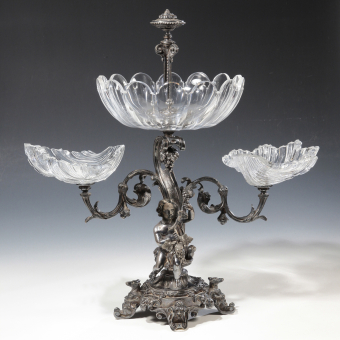 Набор для обеденного стола из 3-х десертных ваз и зеркального подноса, Франция, XIX век