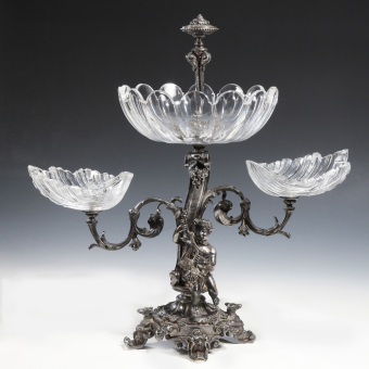 Набор для обеденного стола из 3-х десертных ваз и зеркального подноса, Франция, XIX век