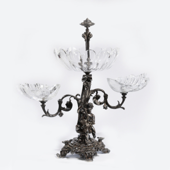 Набор для обеденного стола из 3-х десертных ваз и зеркального подноса, Франция, XIX век