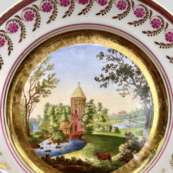 Тарелка «Вид части сада в городе Павловск», Россия, ИФЗ, 1814-1820-е гг.