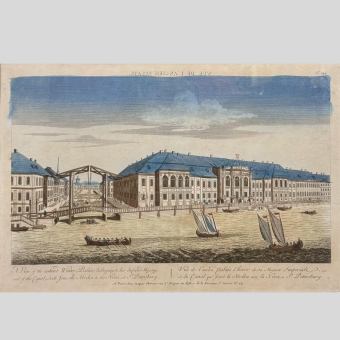 ​Гравюра «Вид на Зимний дворец со стороны Невы», Франция, 1780-е гг.