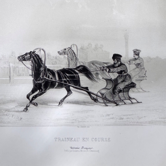 Гравюра «Гонки на санях​», Россия, Издательский дом Дж. Дациаро, XIX век