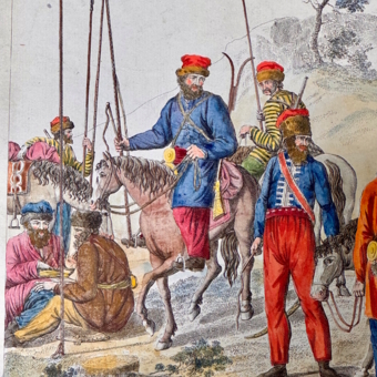 ​Гравюра "Казаки русской армии", Франция, 1813 г.