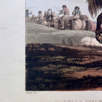 ​Гравюра «Русская телега», Англия, XIX век