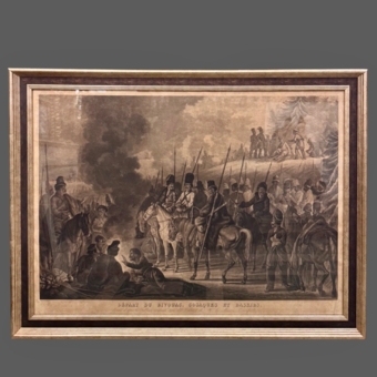 Гравюра «Отъезд с бивака казаков и башкир», Франция, 1814 г.