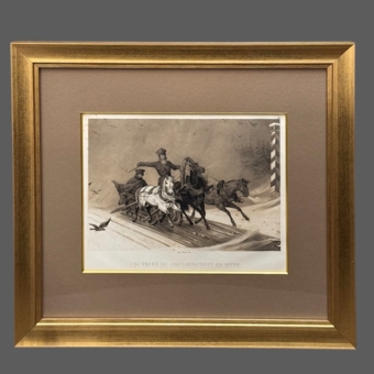 Гравюра «Правительственная почта зимой», Россия, Издательский дом Дж. Дациаро, XIX век