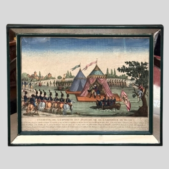 Гравюра "Встреча императора французов и императора российского", Франция, XIX век
