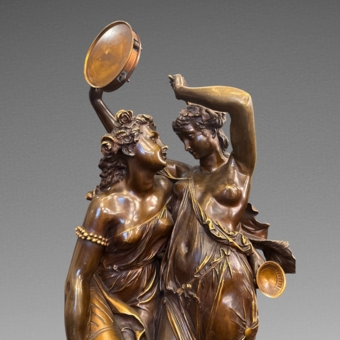 Скульптурная композиция «Танцующие вакханки и сатир», Франция, XIX век, Клодион