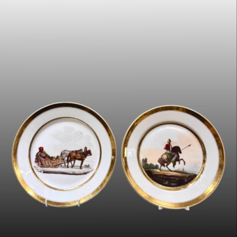 Парные расписные ​тарелки, Франция, XIX век