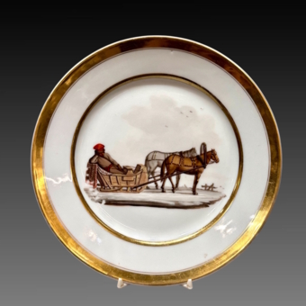 Парные расписные ​тарелки, Франция, XIX век