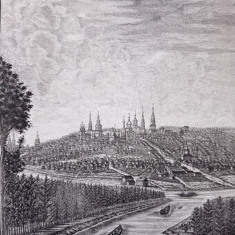 Гравюра "Вид города Пензы на Суру р. к северо-востоку", Россия, 1880-е гг.