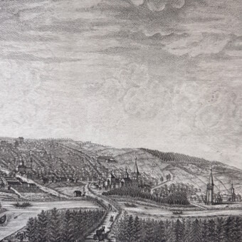 Гравюра "Вид города Пензы на Суру р. к северо-востоку", Россия, 1880-е гг.