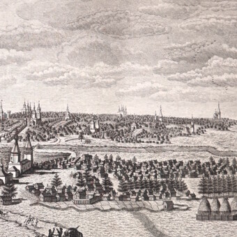 Гравюра «Вид города Саранска с приезда на восток», Россия, 1880-е гг.