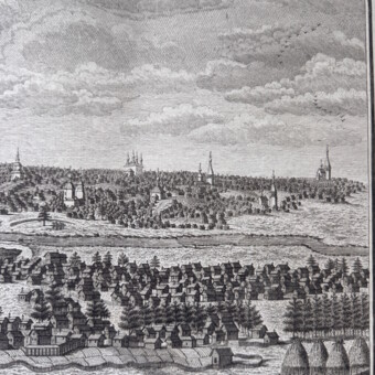 Гравюра «Вид города Саранска с приезда на восток», Россия, 1880-е гг.