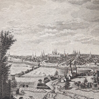 Гравюра «Вид города Саранска с приезда на восток», Россия, 1880-е гг.