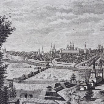 Гравюра «Вид города Саранска с приезда на восток», Россия, 1880-е гг.