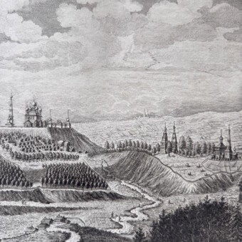 Гравюра «Вид города Владимира от Москвы с приезда к северо-западу», Россия, 1880-е гг.