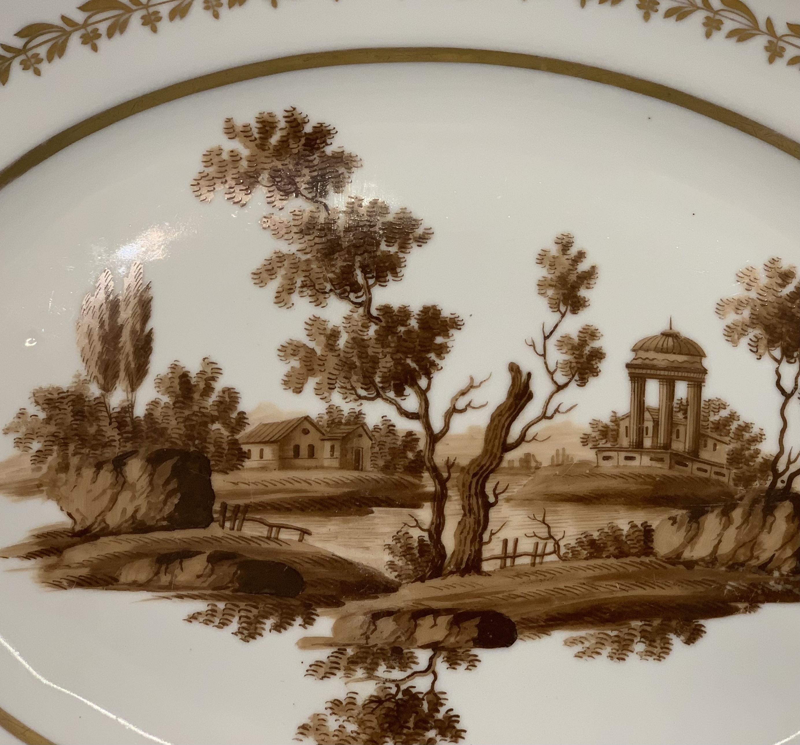 Блюдо с романтическим пейзажем, Россия, завод "А.Г. Попова", 1810-1820 гг.