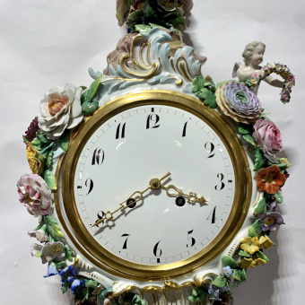 Каминные часы на подставке, Германия, мануфактура "Мейсен", 1860-1880-е гг., Лёйтериц Э.А.