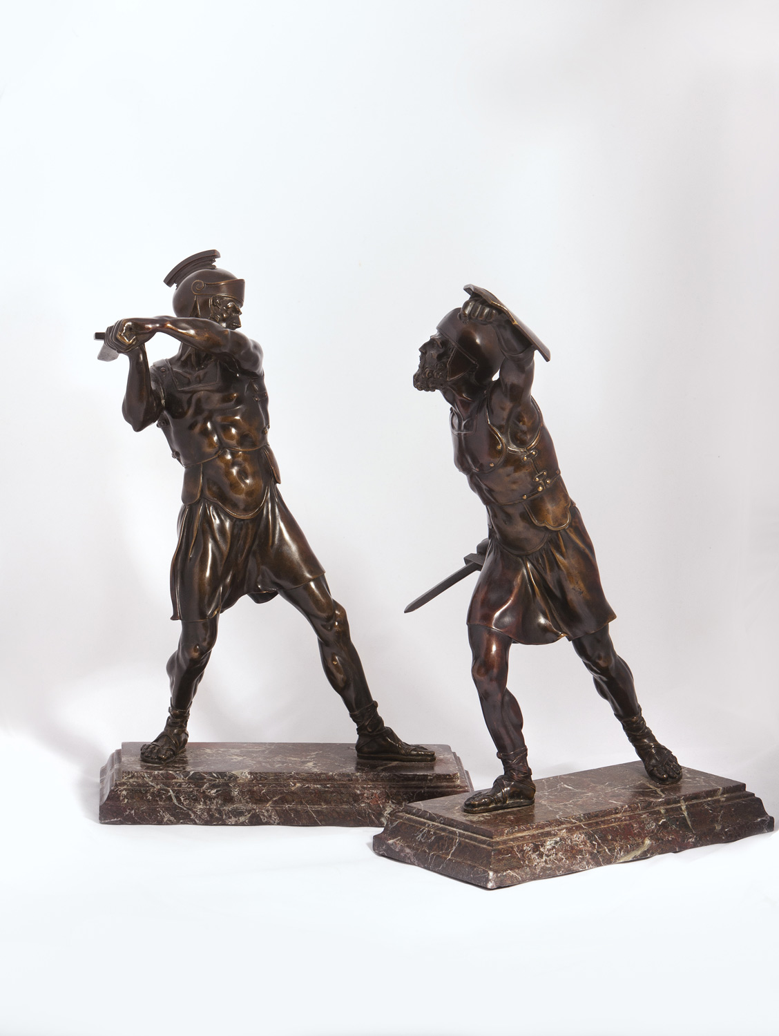 Парные скульптуры "Сражающиеся гладиаторы", Италия, XIX век